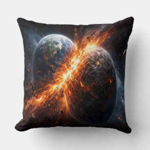 When Two Planets Collide Throw Pillow