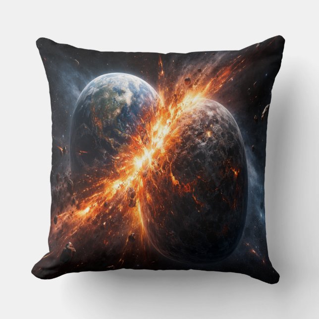 When Two Planets Collide Throw Pillow (Front)