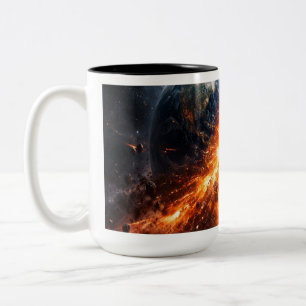 When Two Planets Collide Two-Tone Coffee Mug