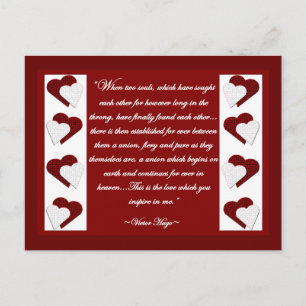 When Two Souls... Victor Hugo Quote Postcard