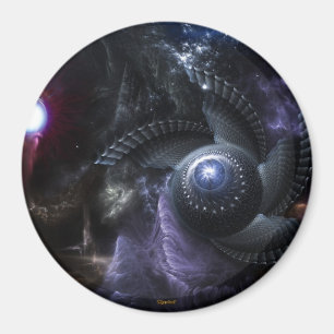 When Universes Collide Fractal Art Round Magnet