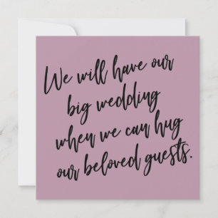 When We Can Hug Mauve Postponed Wedding Card