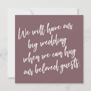When We Can Hug Mauve Postponed Wedding Card