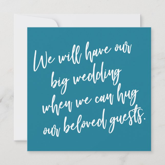 When We Can Hug Mosaic Blue Postponed Wedding Card (Front)