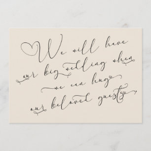 When We Can Hug Postponed Wedding Cream Card