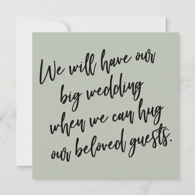 When We Can Hug Sage Green Postponed Wedding Card (Front)