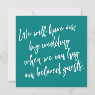 When We Can Hug Teal Postponed Wedding Card