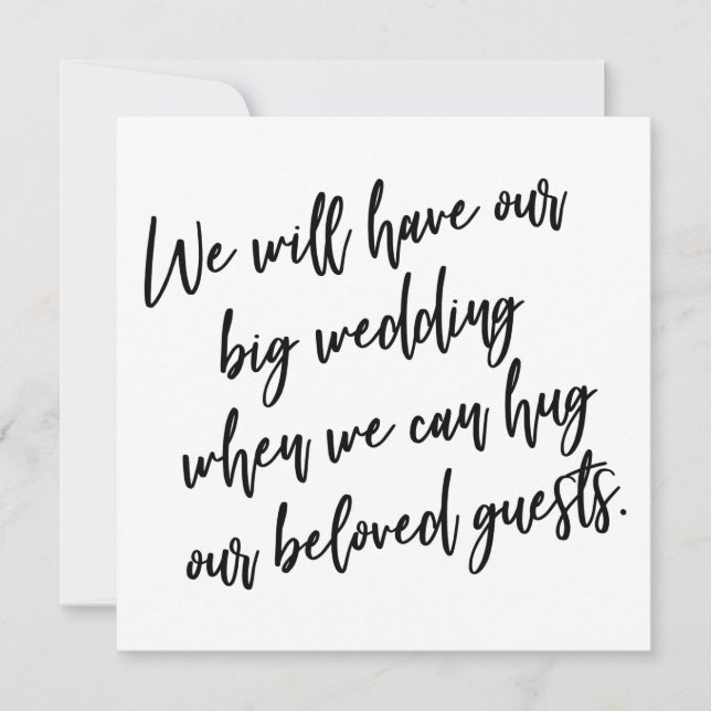 When We Can Hug White Postponed Wedding Card (Front)