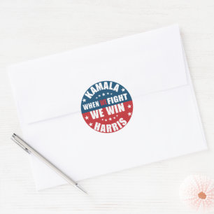 When We Fight We Win 2024 Kamala Harris USA  Classic Round Sticker