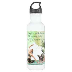 When We Listen Watercolor Yoga Water Bottle