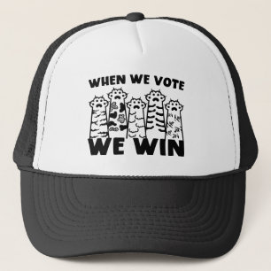 When We Vote We Win Cat Paws Kamala Cat Ladies Trucker Hat