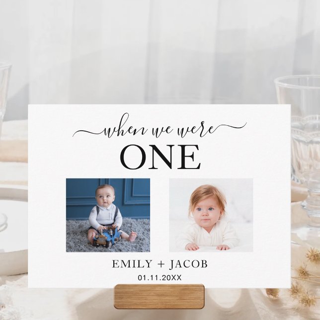 When We Were Age Photo Trendy Wedding Flat Cards (Creator Uploaded)