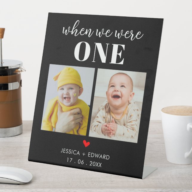 When We Were Age Photos Table Number Modern Chic Pedestal Sign (In SItu)