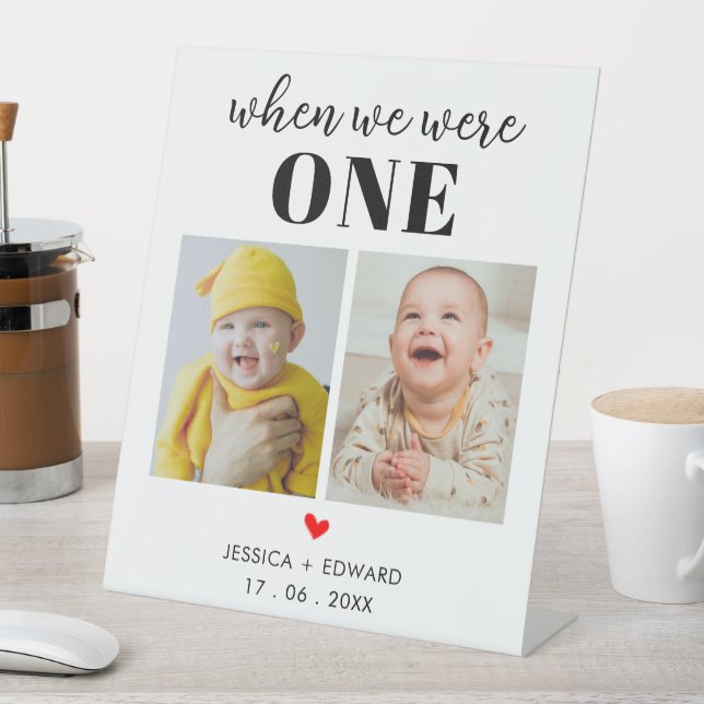 When We Were Age Photos Table Number Modern Chic Pedestal Sign (In SItu)