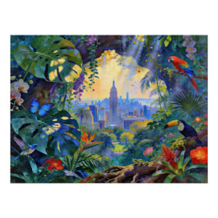 When Wildlife Watches Manhattan – A Cityscape  Poster