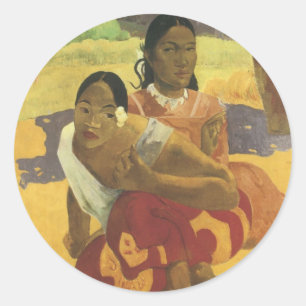 When Will You Marry? by Paul Gauguin, Vintage Art Classic Round Sticker