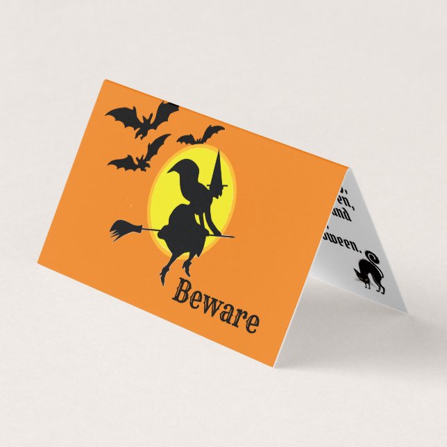 When Witches Go Riding Tiny Halloween Card (Front)