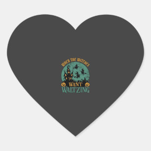 When Witches Went Waltzing Halloween Haunted House Heart Sticker