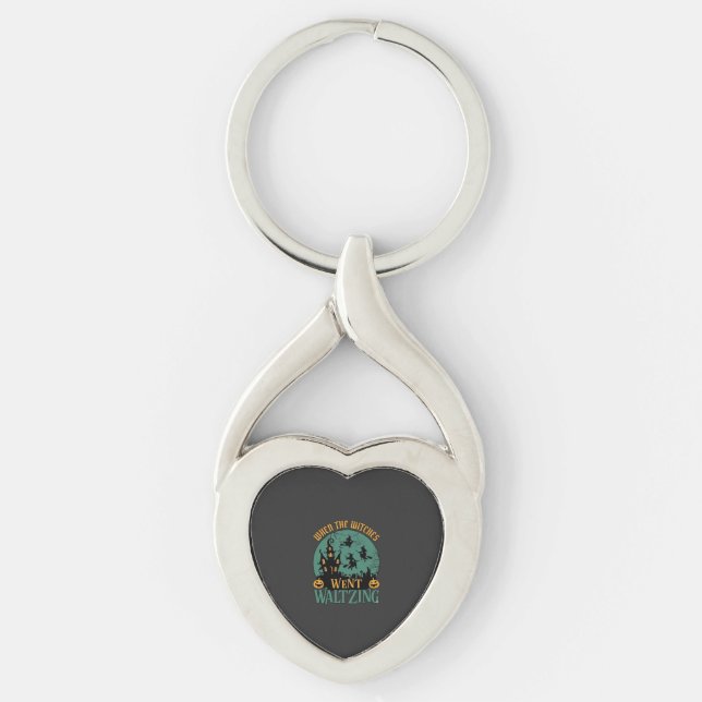 When Witches Went Waltzing Halloween Haunted House Keychain (Front)