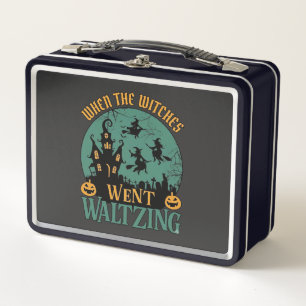 When Witches Went Waltzing Halloween Haunted House Metal Lunch Box