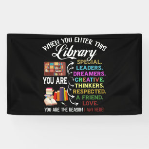 When You Enter This Library Reading Book Worms Banner