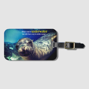 When you’re underwater sea lion luggage tag
