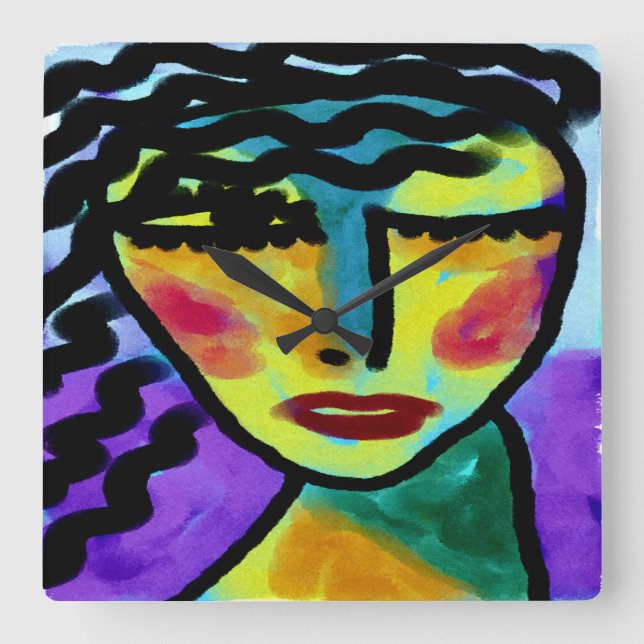 Whenever Original Abstract Art Square Wall Clock (Front)
