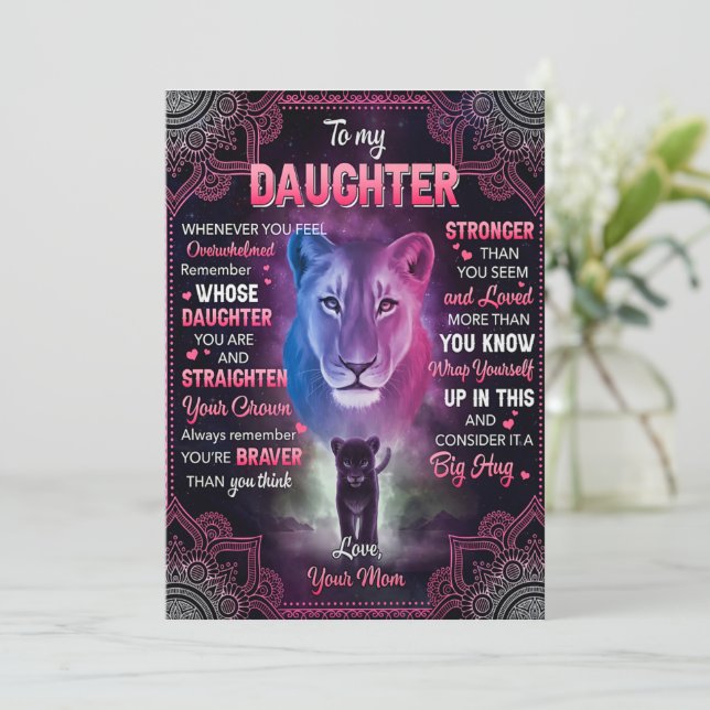 Whenever U Feel Overwhelmed Lion Mom To Daughter  Invitation (Standing Front)