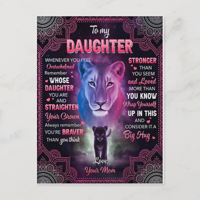 Whenever U Feel Overwhelmed Lion Mom To Daughter  Postcard (Front)