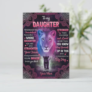Whenever U Feel Overwhelmed Lion Mom To Daughter  Thank You Card