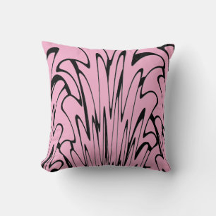 Where Art Meets Thought Black and Pink Throw Pillow