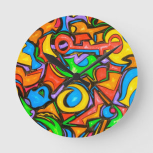 Where Did You Hide The Candy?-Abstract Art Round Clock