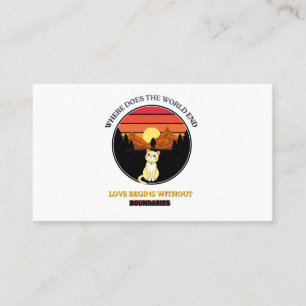 Where Does The World End Cute Cat Retro Sunset T Business Card