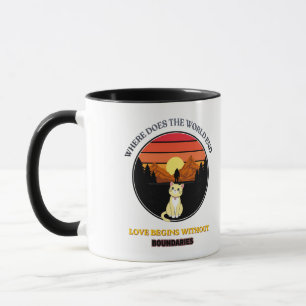 Where Does The World End   Cute Cat Retro Sunset T Mug