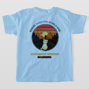 Where Does The World End   Cute Cat Retro Sunset T T-Shirt