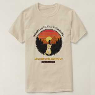 Where Does The World End   Cute Cat Retro Sunset T T-Shirt