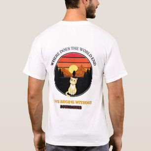 Where Does The World End   Cute Cat Retro Sunset T T-Shirt