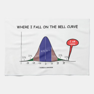 Where I Fall On The Bell Curve I Am Here Kitchen Towel