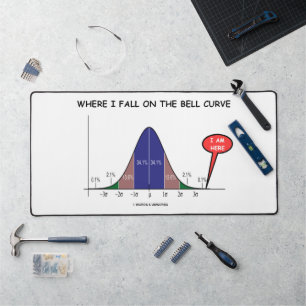 Where I Fall On The Bell Curve I Am Here Stats Desk Mat