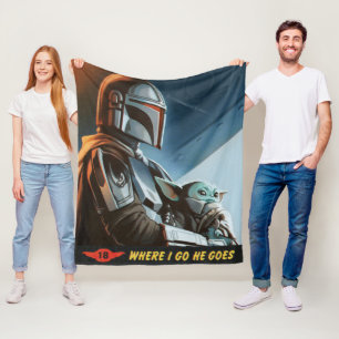 Where I Go He Goes Colour Halftone Graphic Fleece Blanket