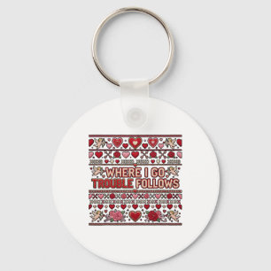 Where I Go Trouble Follows Couple Matching Ugly Va Keychain