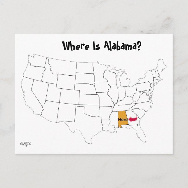 Where Is Alabama? Postcard (Front)