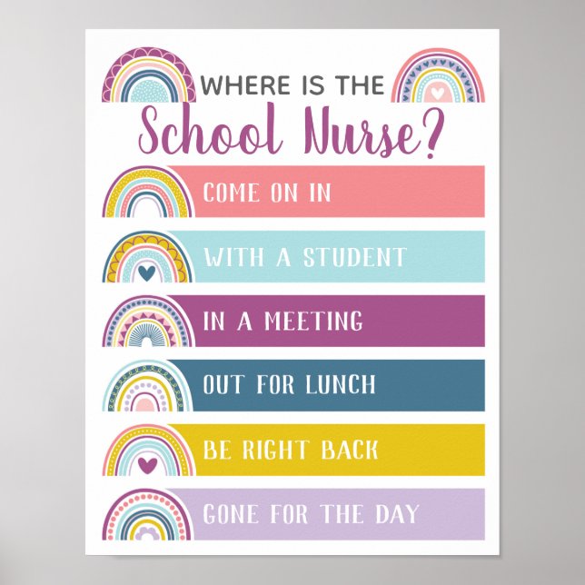 Where is School Nurse Office Door Sign Rainbow (Front)