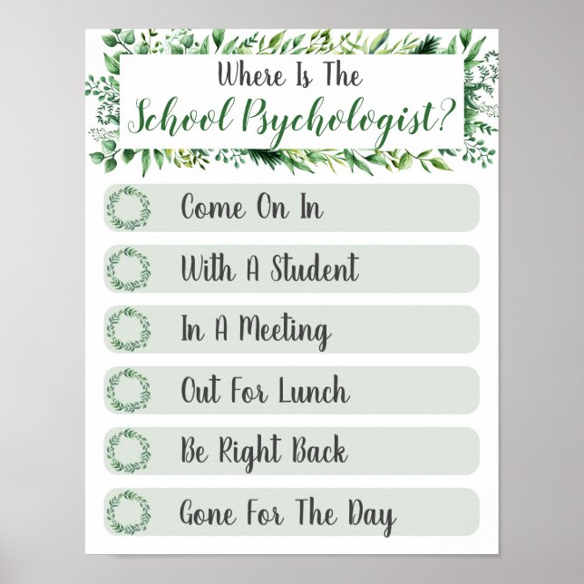 Where is the Psychologist Office Door Sign (Front)