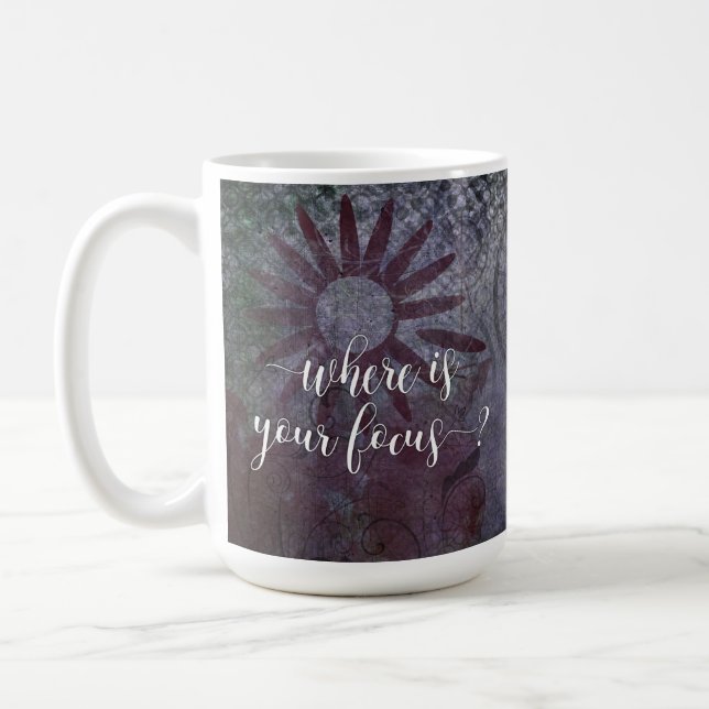 Where is Your Focus? Typography Rustic Abstract 2 Coffee Mug (Left)