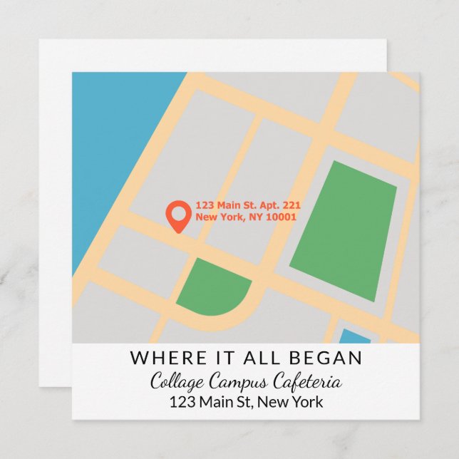 Where It All Began Custom Map Valentine's Day Holiday Card (Front/Back)
