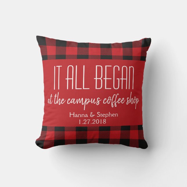 Where it All Began Love Story Valentines Day Gift Throw Pillow (Front)
