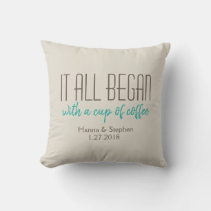 Where it All Began Mint Love Story Pillow