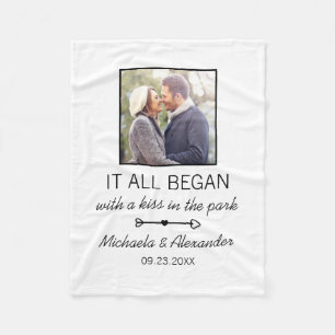 Where It All Began Personalized Couples Photo Fleece Blanket