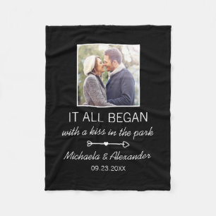 Where It All Began Personalized Couples Photo Fleece Blanket